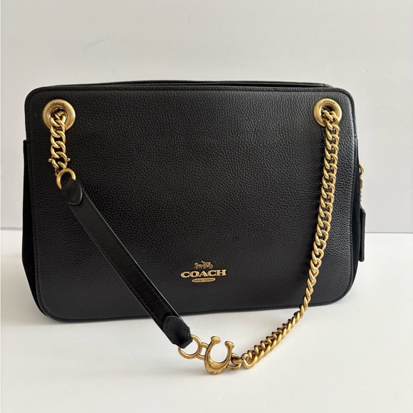 Coach Bryant Convertible Carryall polished Leather Black with Velvet Dust Bag - Picture 9 of 17